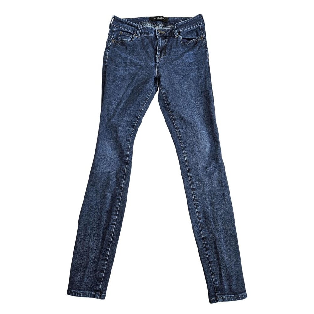 Liverpool Jeans Womens 4 Blue Dark Wash Skinny Stretch Denim Mid Rise Pants